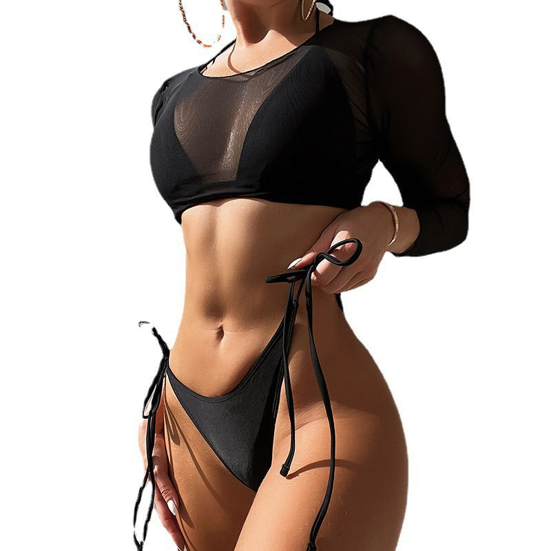 Damen Langärmliger Bikini mit modernem Marmormuster Echo Archiv