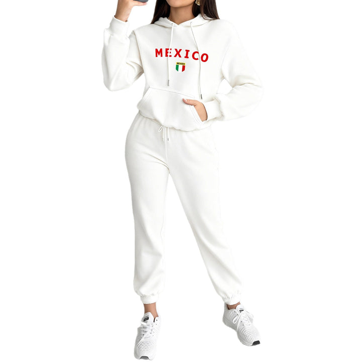 Damen nan kuscheliges Hoodie-Jogginganzug-Set mit Kapuze, Kängurutasche, soft gebürstetem Innenfutter und Mexico-Print Echo Archiv