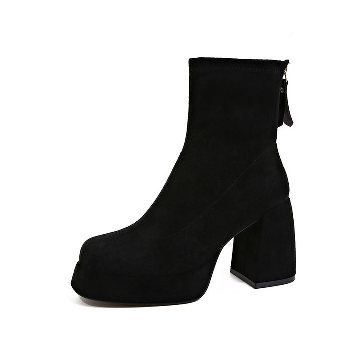 Damen Plateau‑AnklEcho Archivoots aus Veloursleder mit hohem Blockabsatz Echo Archiv