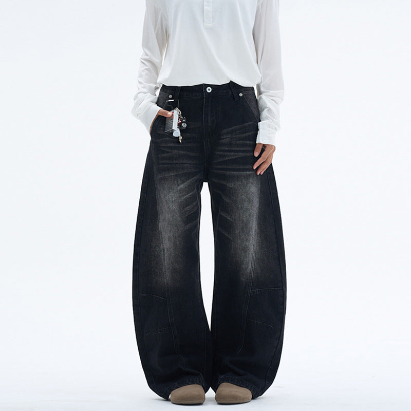 Damen Extraweite Palazzodenim-Jeans mit hoher Bundlinie, Paneelnähten und weitem Saum Echo Archiv