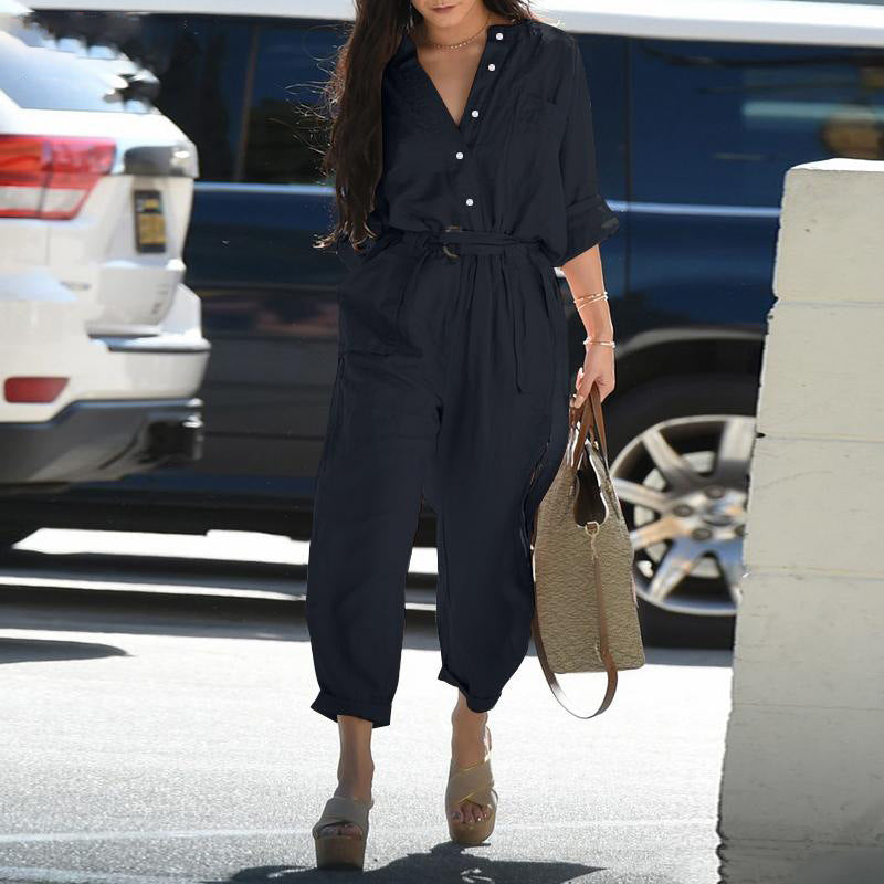 Echoarchiv | Damen Utility Jumpsuit mit Langen Ärmeln und Taschen
