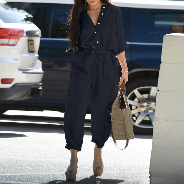 Echoarchiv | Damen Utility Jumpsuit mit Langen Ärmeln und Taschen