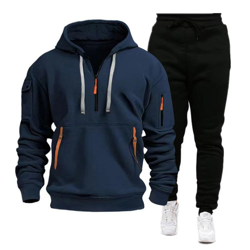 Herren nan Performance-Hoodie- und Jogginganzug mit Neon-Zippern, Utility-Taschen und elastischem Tunnelzug Echo Archiv