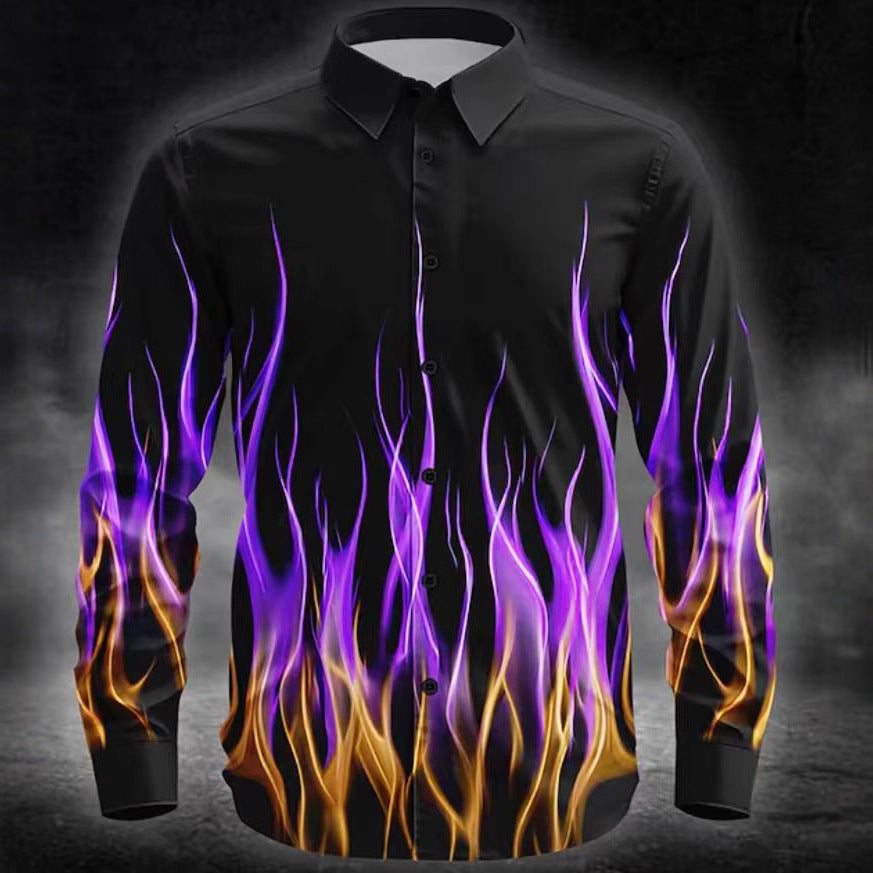 Herren Langarmhemd mit innovativem Flammenmuster Echoarchiv