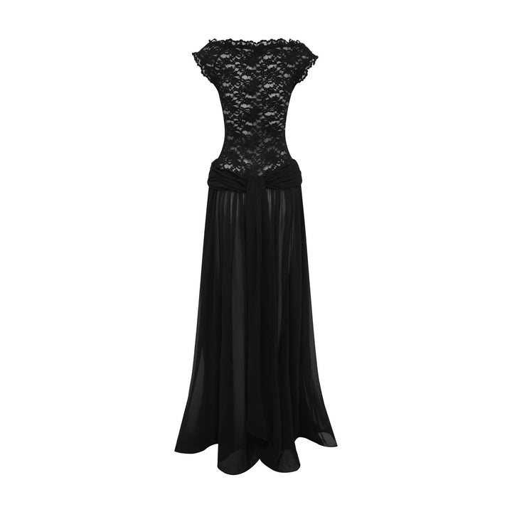 Damen Elegantes Spitzenmaxikleid mit fließendem Rock Echo Archiv