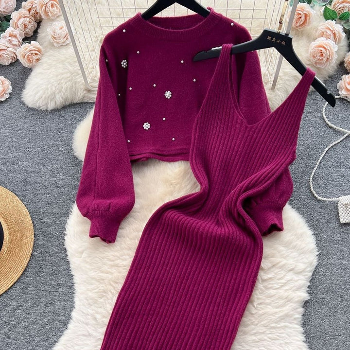 Damen Strickkleid mit elegantem V-Ausschnitt Echo Archiv