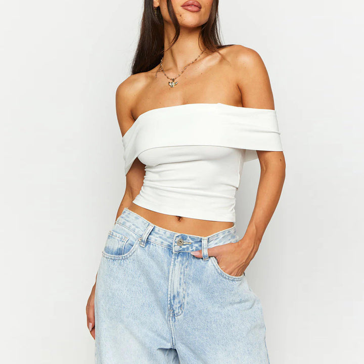 Damen Schulterfreies Crop-Top mit figurformendem Schnitt Echo Archiv