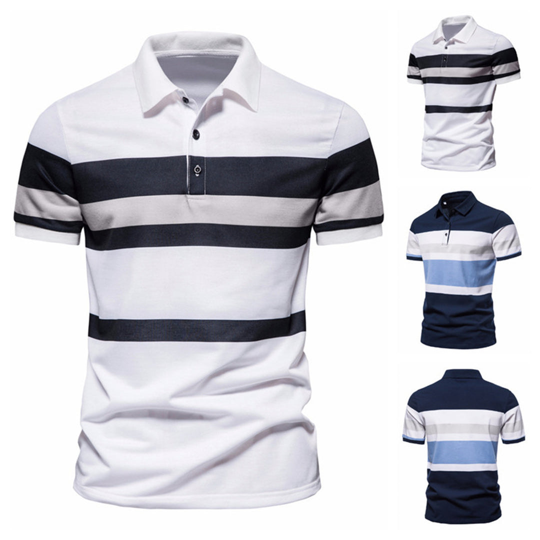 Herren Poloshirt mit modernem Streifenmuster und atmungsaktiver Baumwolle Echoarchiv