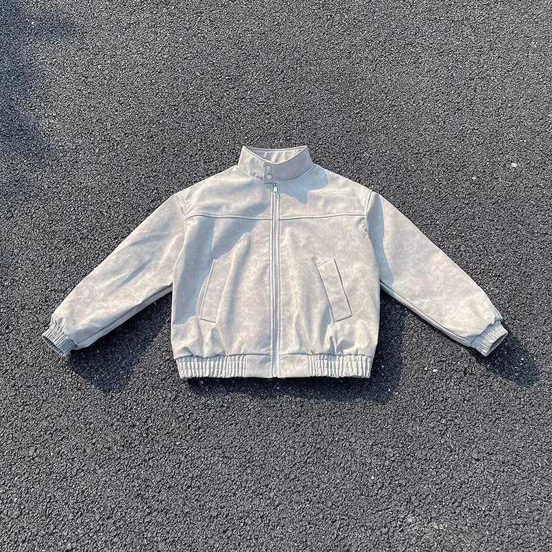 Unisex Kurz geschnittene Oversize-Bomberjacke mit Stehkragen und elastischem Saum Echoarchiv