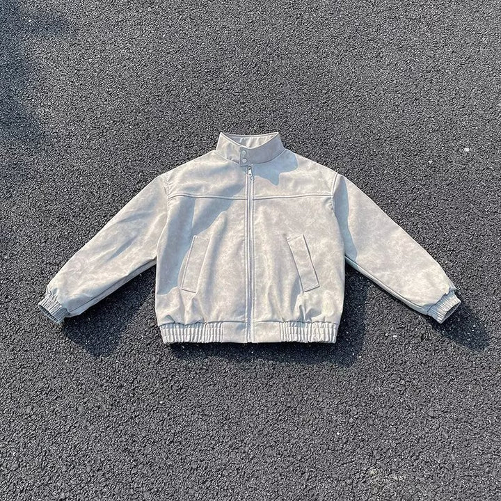 Unisex Kurz geschnittene Oversize-Bomberjacke mit Stehkragen und elastischem Saum Echoarchiv