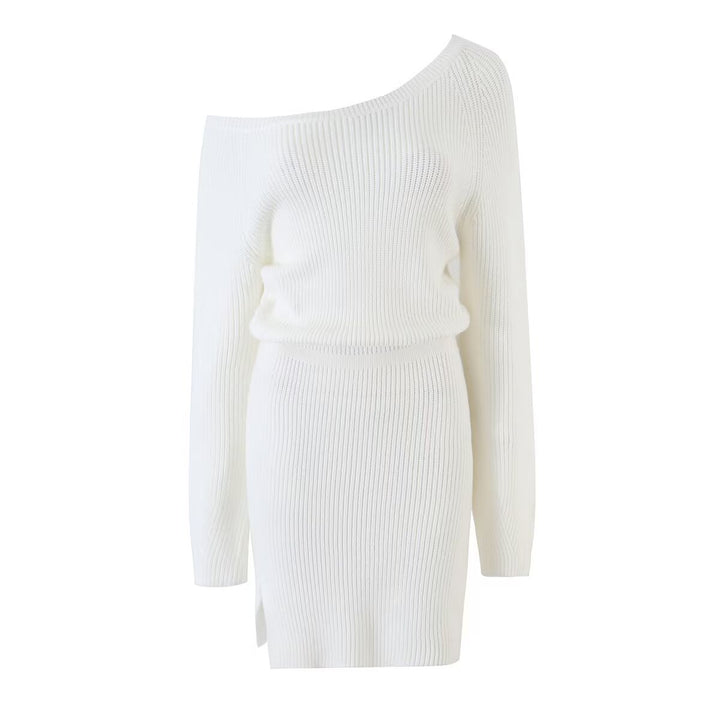 Damen Figurbetontes Rippstrick-Minikleid mit Ein-Schulter-Design und Taillenbündchen Echo Archiv