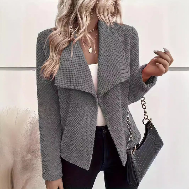 Damen Wasserfall-Cardigan aus Waffel‑Fleece mit offener Front Echoarchiv