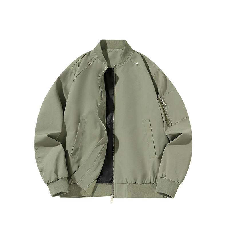 Men's minimalist matte-shell relaxed-fit flight bomber jacket with sleeve utility zip pocket – Brevano