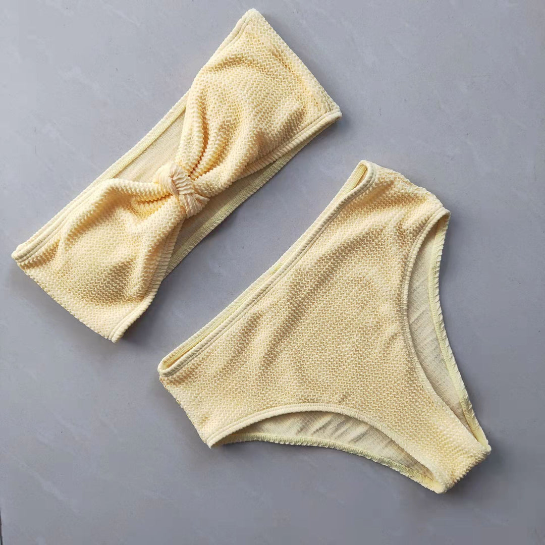 Damen Bikini-Set mit strukturierter Oberfläche und modischem Knoten Echo Archiv