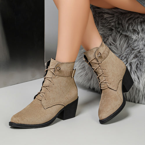 Damen Elegante Schnür-Stiefeletten mit Blockabsatz Echo Archiv