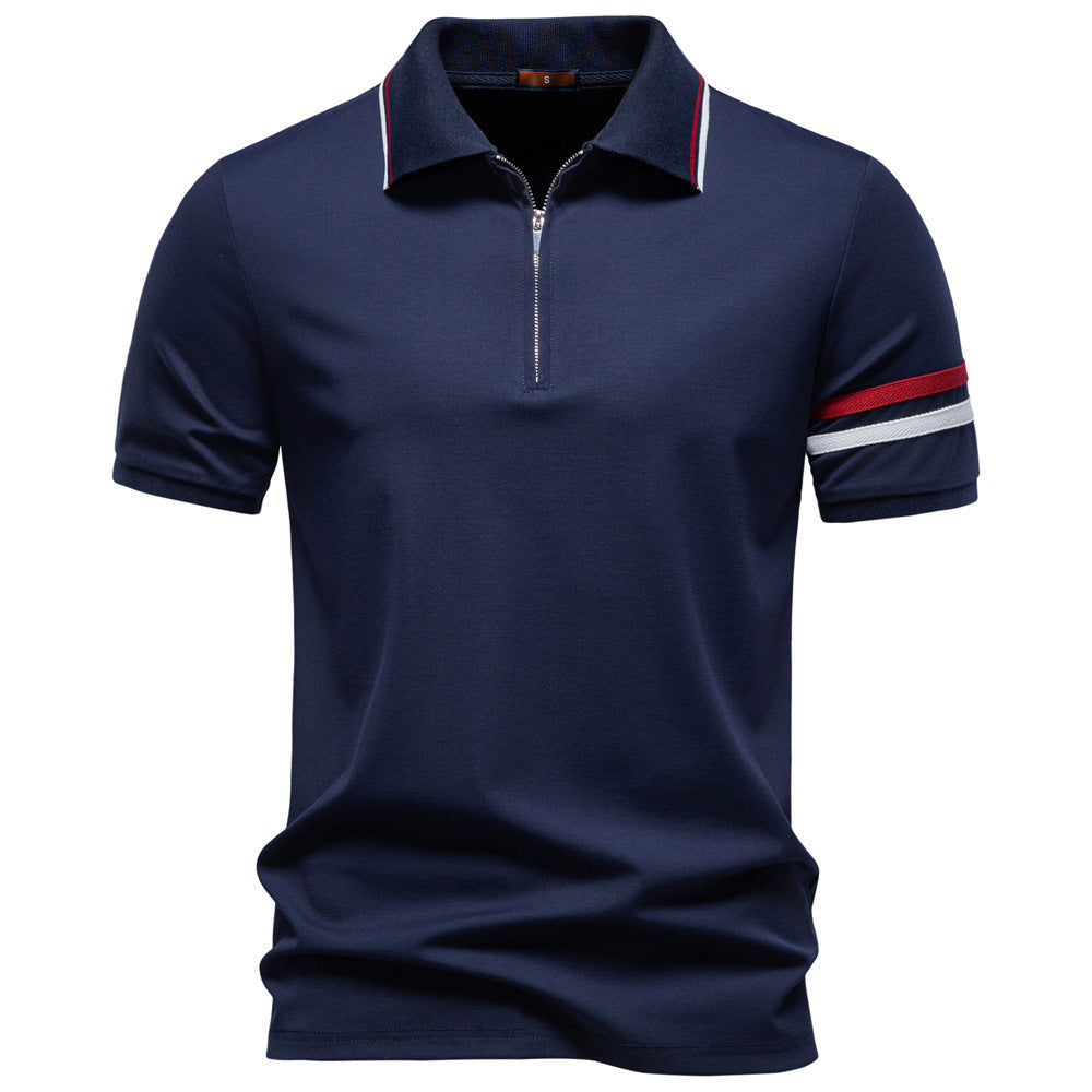 Herren nan atmungsaktives elastisches Poloshirt mit kurzem Reißverschluss und Kontraststreifen an Ärmeln Echo Archiv