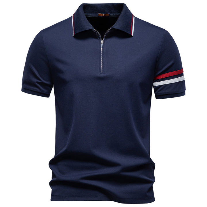 Herren nan atmungsaktives elastisches Poloshirt mit kurzem Reißverschluss und Kontraststreifen an Ärmeln Echo Archiv