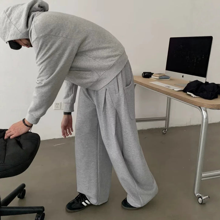 Damen Modisches Oversized Hoodie und Weitbein-Hosen Set Echoarchiv