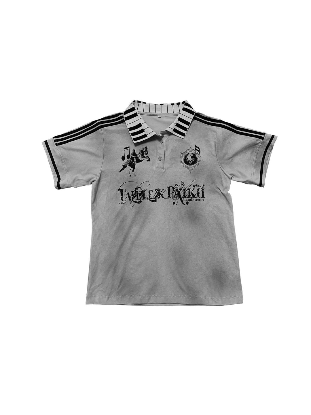 Damen Poloshirt mit kreativem Druck und Streifenmuster Echo Archiv