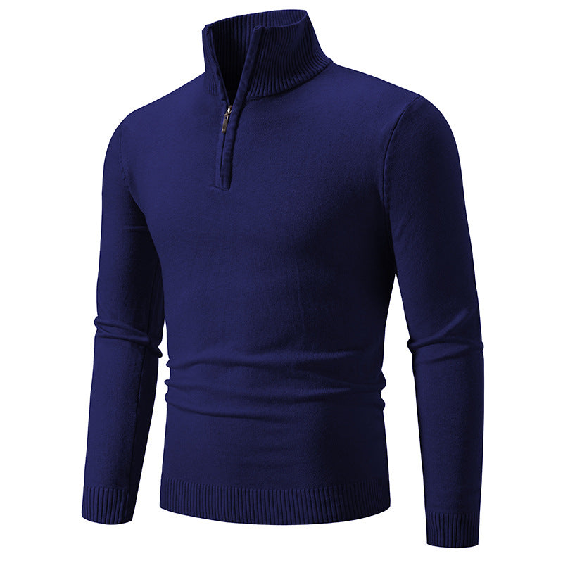 Herren nan Feinstrick-Halbzip-Pullover mit Rippen-Stehkragen und schmaler Passform Echo Archiv