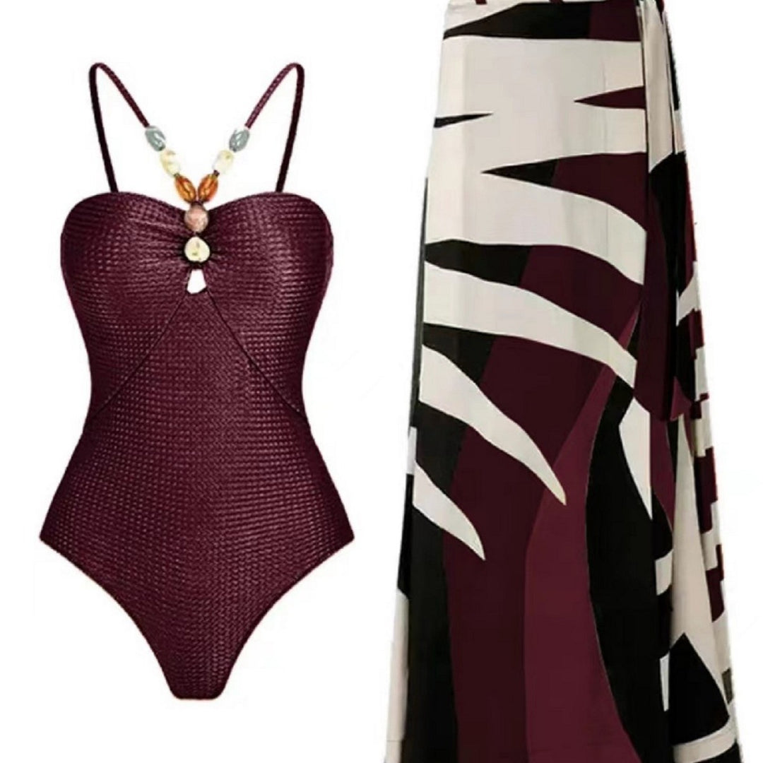 Damen Badeanzug mit trendigem Cut-Out und elegantem Wickelrock Echo Archiv
