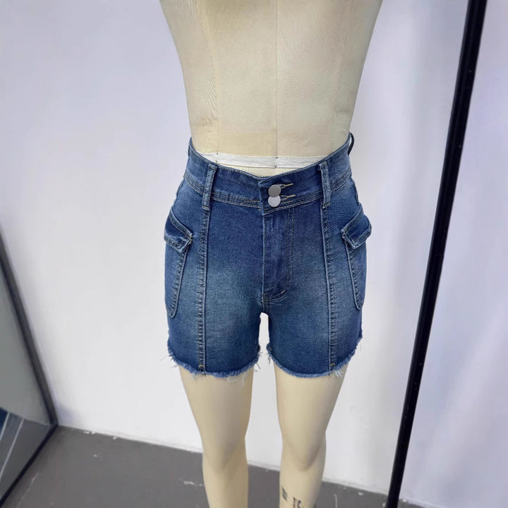 Damen Denim-Shorts mit hohem Bund und aufgesetzten Taschen Echo Archiv