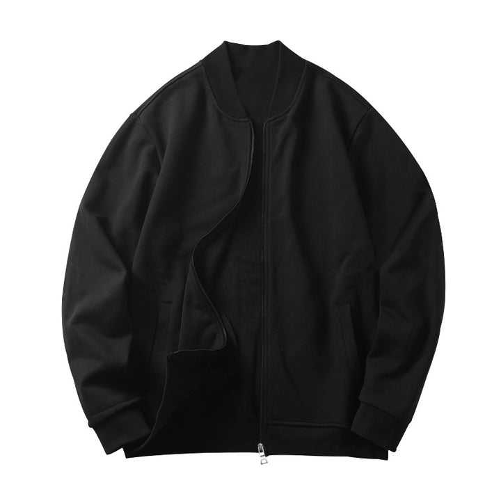 Herren Minimalistische Bomberjacke mit durchgehendem Reißverschluss, geripptem Stehkragen & Eingrifftaschen – Brevano