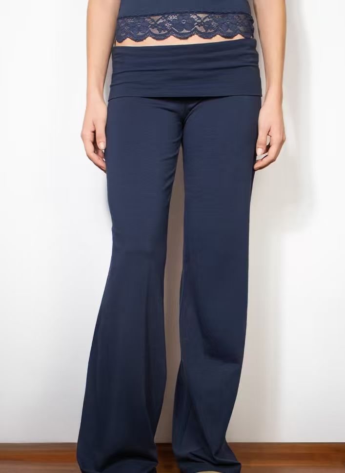Damen Weite Palazzo-Yoga-Hose mit hohem Umschlagbund Echo Archiv