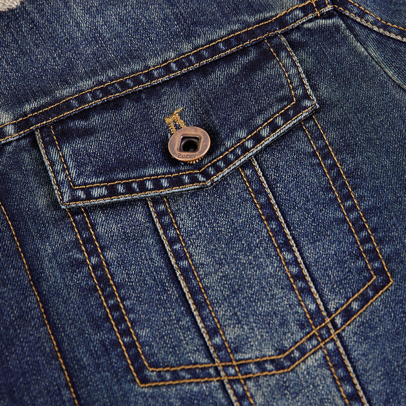 Herren Jeansjacke im Aviator‑Look mit komplettem Sherpa‑Futter und Umlegekragen – Denvaro