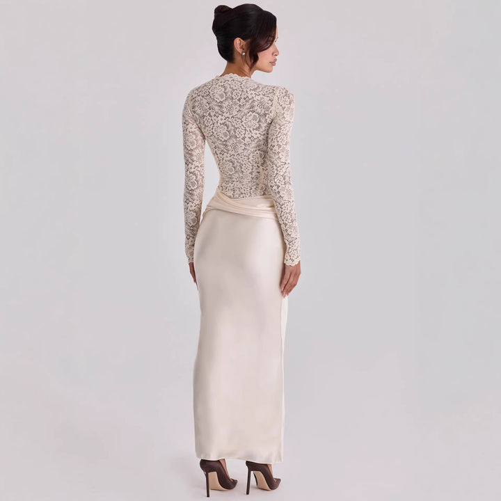 Damen Elegantes Spitzenoberteil mit fließendem Rock Echo Archiv