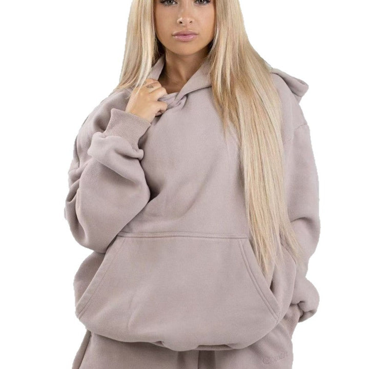 Damen oversized Kapuzenpullover mit Kängurutasche und weichem Fleece-Innenfutter – Auréline