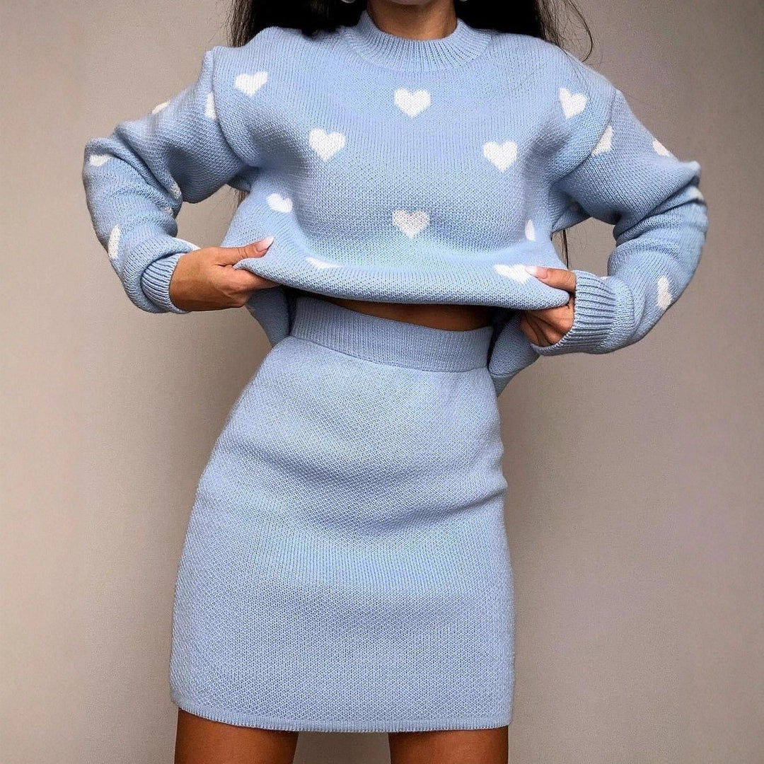 Damen Pullover mit Herzjacquard und lockerem Oversize-Schnitt Echoarchiv