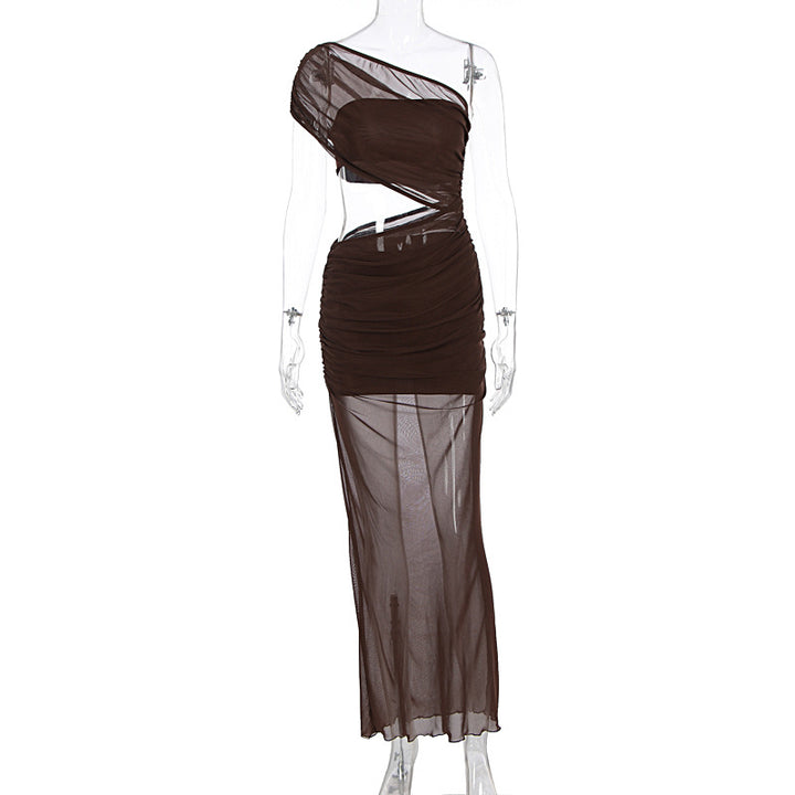 Damen asymmetrisches Wickelkleid mit raffinierten Rüschen und elegantem Schnitt Echo Archiv