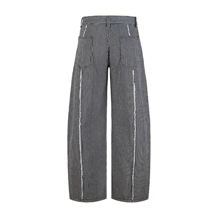 Damen Weite Culotte-Hose mit hohem Bund, Nadelstreifen und Used-Seitennaht Echoarchiv