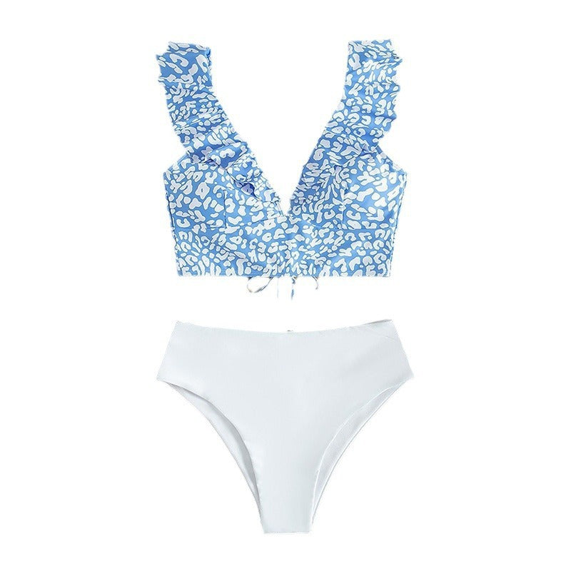 Damen Triangel-Bikini mit Rüschendetails und modischem Leo-Muster Echo Archiv