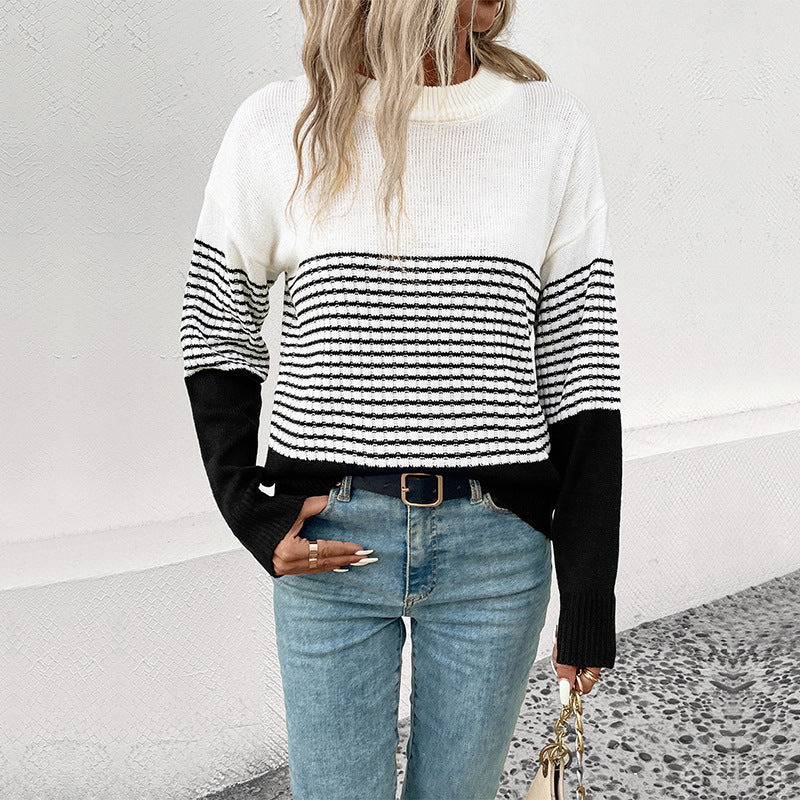 Damen Modischer Strickpullover mit Blockstreifen Echo Archiv