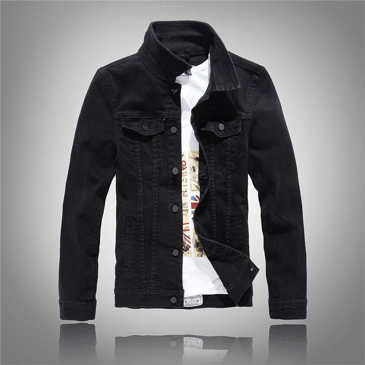 Herren stylische Denimjacke mit modernem Stehkragen und praktischen Taschen Echoarchiv