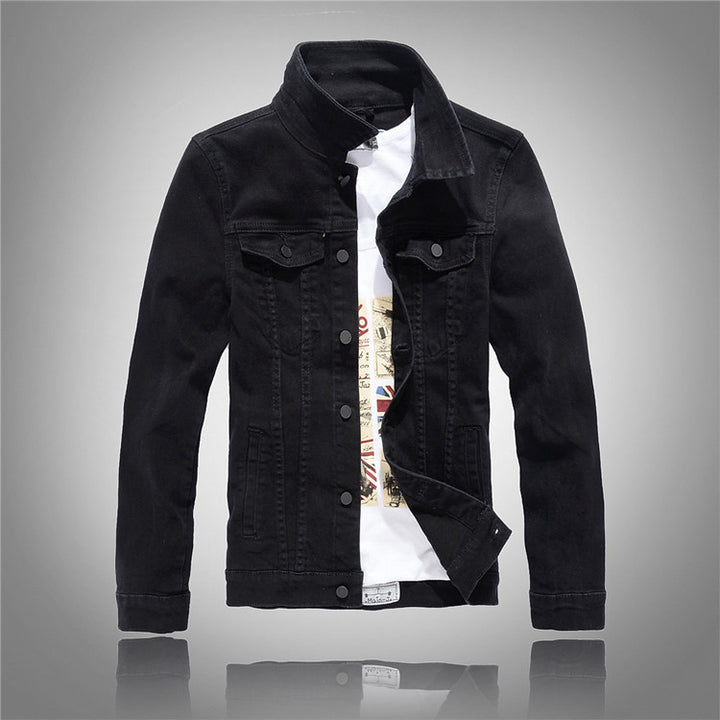 Herren stylische Denimjacke mit modernem Stehkragen und praktischen Taschen Echoarchiv