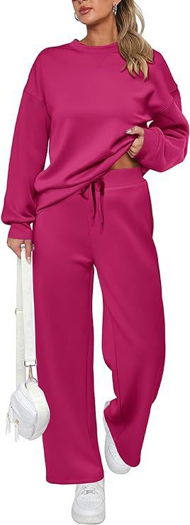 Damen zweiteiliges French-Terry Lounge-Set mit oversized Rundhals-Pullover und weitem Highwaist-Jogger – Avérine
