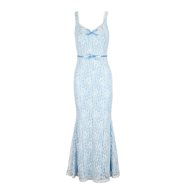 Damen Elegantes Spitzen-Midikleid mit verstellbaren Trägern und Schleifen-Detail Echo Archiv