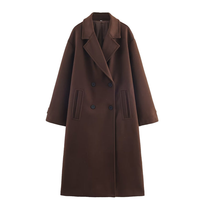 Damen Doppelreihiger Oversize‑Mantel mit fallendem Revers und Eingrifftaschen Echo Archiv