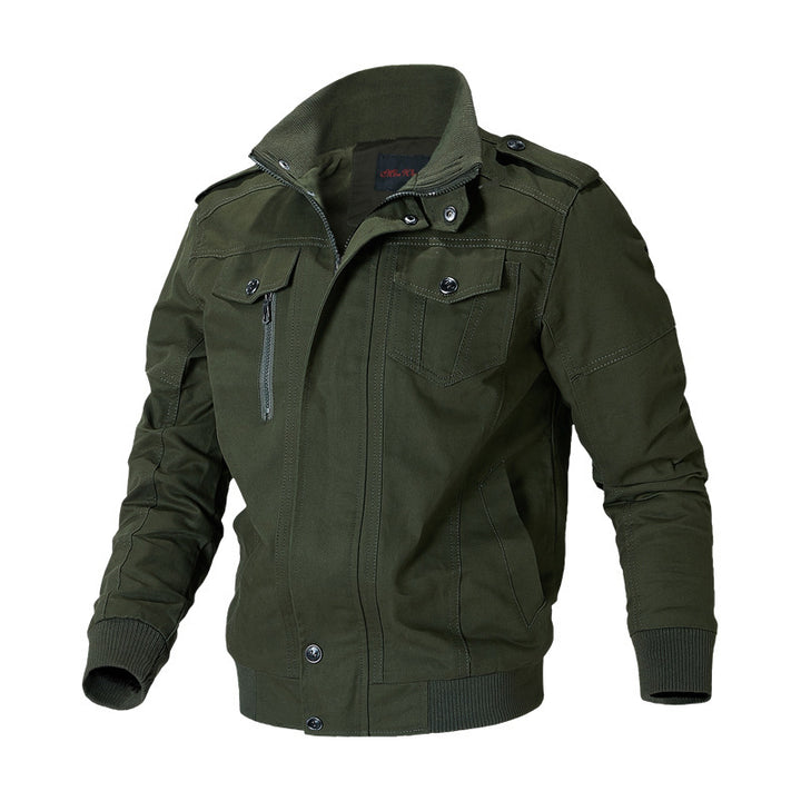 Herren nan robuste Canvas-Bomberjacke im Field-Stil mit Epauletten, verdeckter Druckknopfleiste und funktionalen Taschen Echo Archiv
