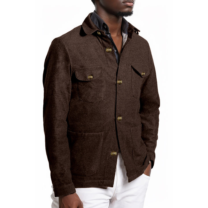 Herren moderne Utility-Jacke mit praktischem Stehkragen und aufgesetzten Taschen Echoarchiv