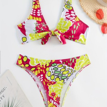 Damen Crop-Bikini mit floralem Knötchen-Design Echo Archiv