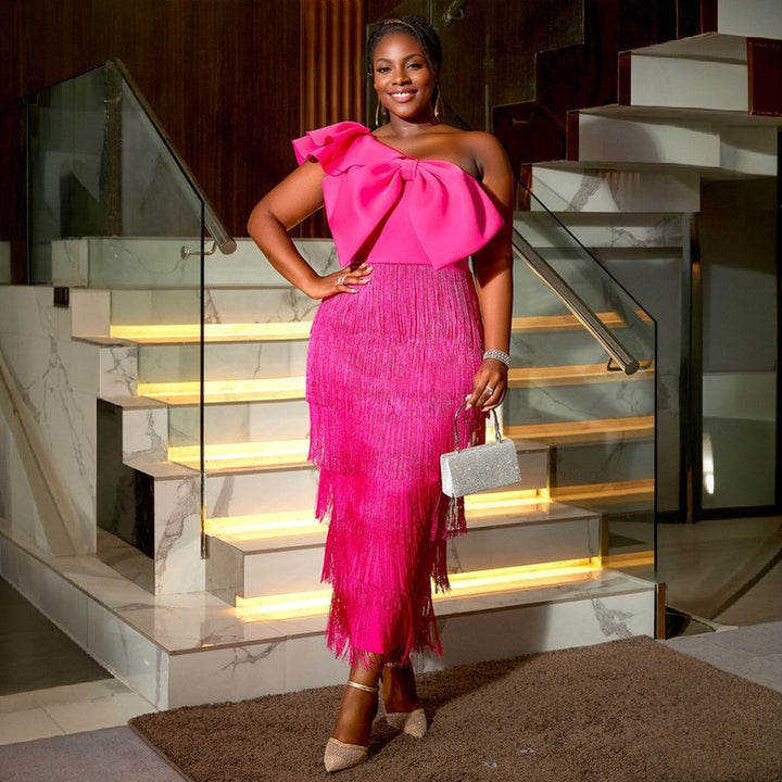 Damen Cocktailkleid mit voluminösem Rüschendesign und Fransen Echo Archiv