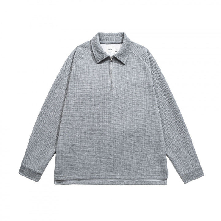 Herren Waffelstrick-Halbzip-Pullover mit Polokragen Echo Archiv