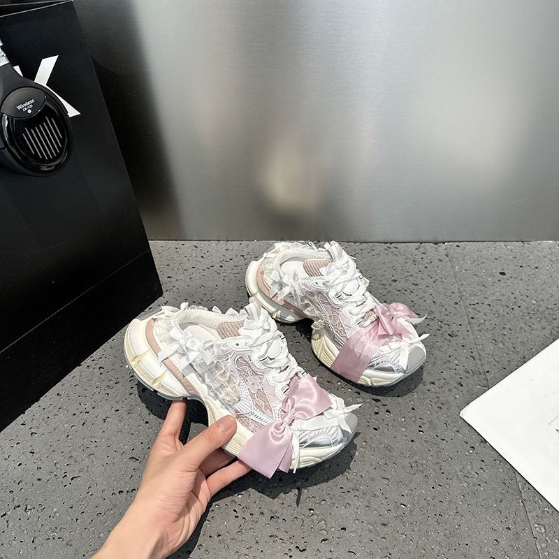 Damen Chunky-Sneaker-Mule mit Satin‑Schleife und Spitzenapplikation Echo Archiv