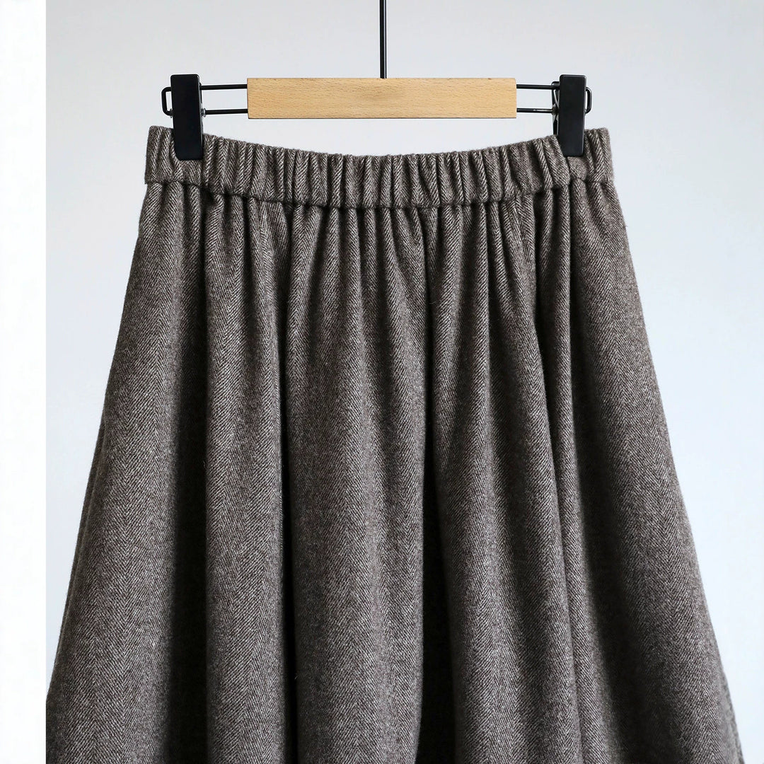 Damen Eleganter, schwingender Midi-Rock aus Wollmischung Echoarchiv