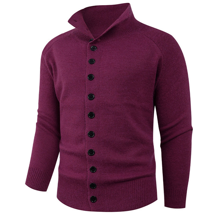 Herren Strickpullover mit hohem Kragen und Knopfverschluss Echoarchiv