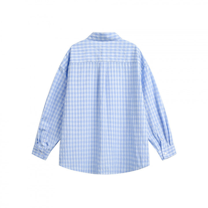 Damen Weites Oversize-Karohemd mit Brusttasche und abgerundetem Saum Echo Archiv